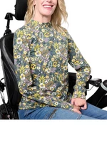 Denim & Co. Women's Adaptive Printed Jersey MockNeck Top Floral