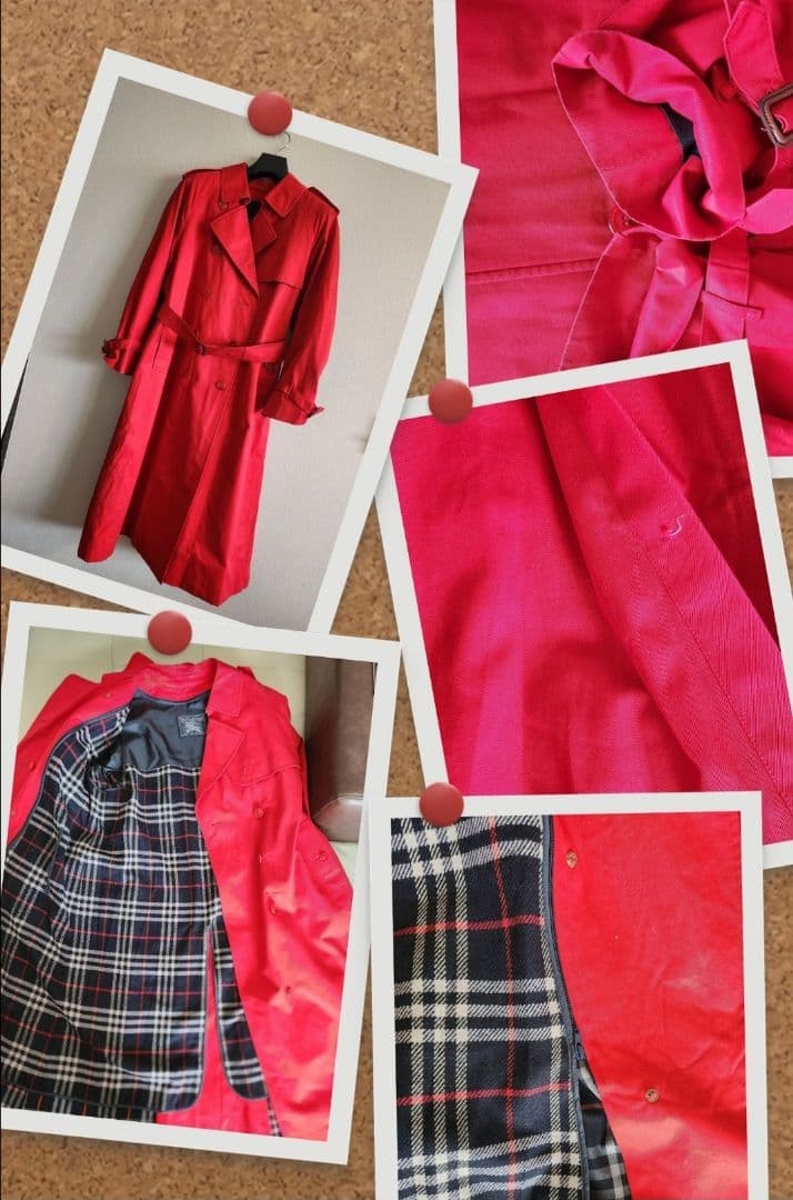 Burberry Long Trench Coat With Wool Liner Nova Check Red Cotton Size L For Women thumbnail 23