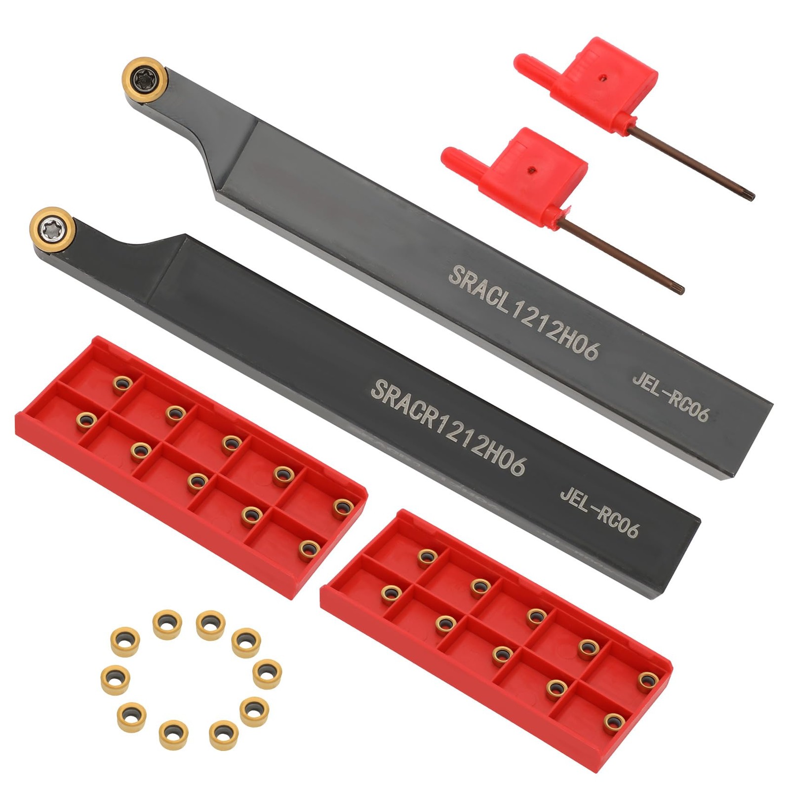 1/2" SRACL1212H06/SRACR1212H06 Indexable Lathe Turning Tool with 20Pcs RCMT06...