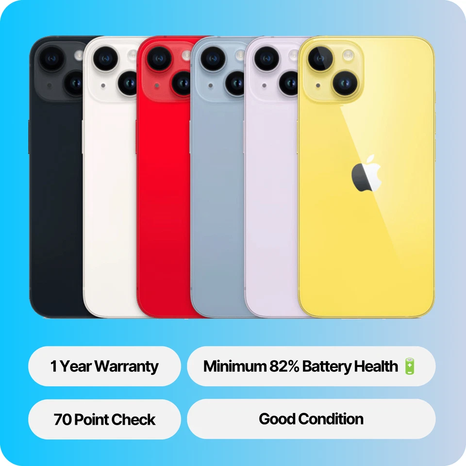 Apple iPhone 14 128GB 256GB 512GB Unlocked All Colours - Good