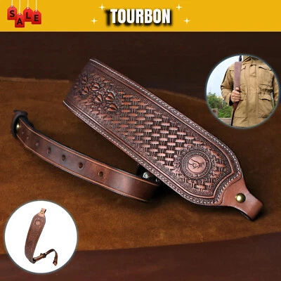 TOURBON Leder Gewehrriemen Tragegurt Handauflage Verstellbar Gepolsterter Sling