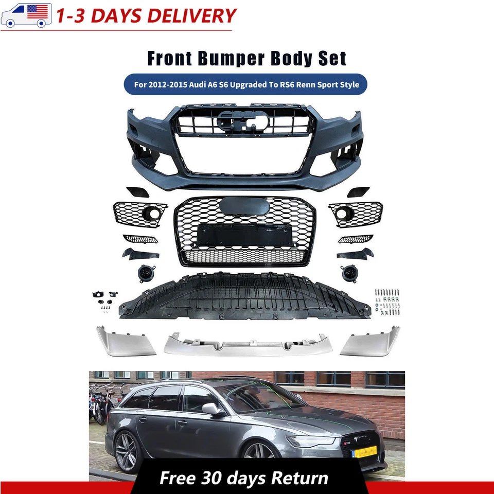 For 2012-2015 Audi A6 S6 Upgraded To RS6 Renn Sport Style Front Bumper Body Kit Foto 2 de 4