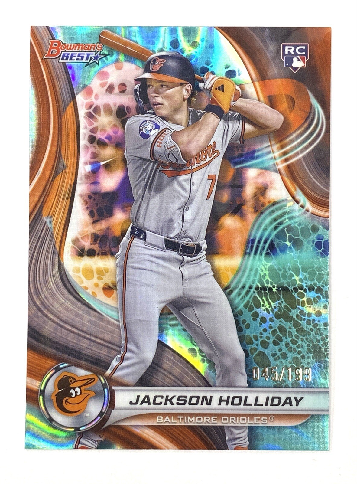 2024 BOWMANS BEST JACKSON HOLLIDAY RC AQUA LAVA REFRACTOR /199 ORIOLES