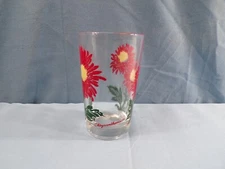 Peanut Butter Glass Tumbler - JUICE SIZED - Red Chrysanthemum #134