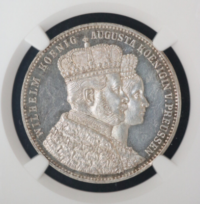 1861 A Germany Prussia Thaler Coronation Coin MSPL 61 NGC, Looks