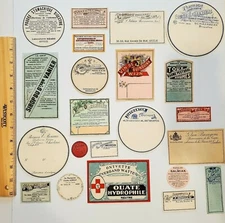 22 Diff. Vintage Ornate Old Pharmacy Medicine Apothecary Labels, Belgium, Lot A