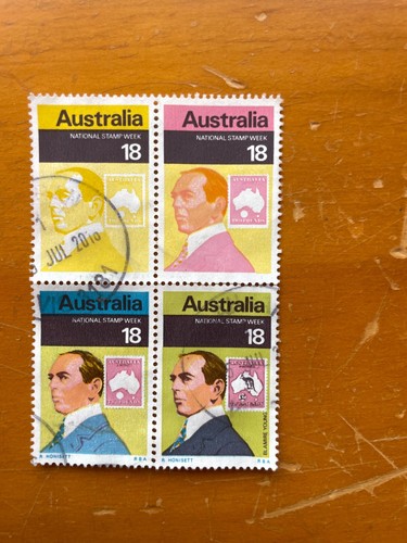 1976 AUSTRALIA NATIONAL STAMP WEEK BLOCK OF 4 USED - Picture 5 of 9