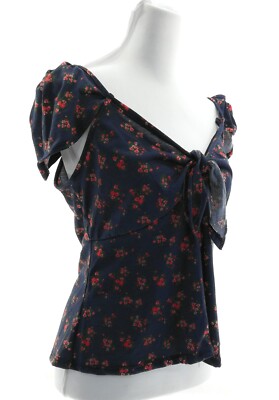 Daisy May Juniors Blue Blouse Short Sleeve Off The Shoulder Pullover Size Medium