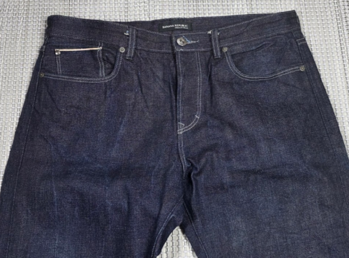 Banana Republic Men Slim Fit Japanese Selvedge Dark Denim Button Fly Jeans 34x34 - Picture 3 of 20