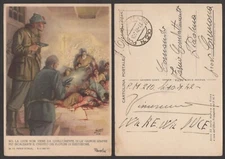 1942 Italy WWII Military Postcard - Artist Bocasile, Mussolini Quote, Bolshevik