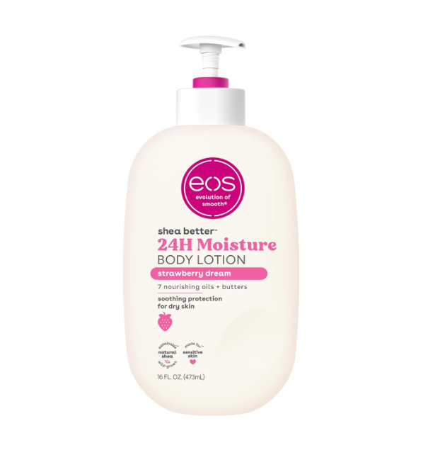 eos Shea Better Body Lotion - Strawberry Dream, 16 fl oz, 24-Hour Moisture,Vegan