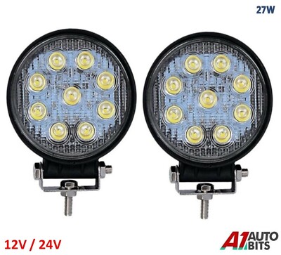 2X 4'' 27W LED Off-Road Arbeitsscheinwerfer Spotlight Spot Beam 30° 6500K
