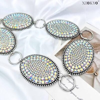 Bling Rhinestone Concho Belt Heavy Metal Western Crystal  display picture 2