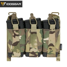 IDOGEAR Elastic 556 762 Triple Mag Pouch Placard Hook Front Flap Panel Camo Army