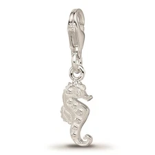Reflection Beads Sterling Silver High Polished Textured Seahorse Click On Bead