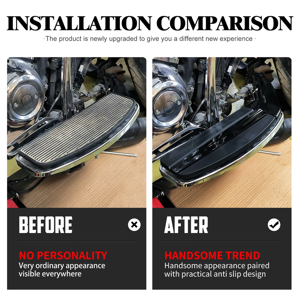 Inserciones de reposapiés para conductor negro para Harley Touring Road King Foto 3 de 4