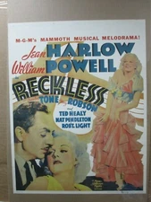 Vintage Poster Reckless Jean Harlow William Powell 1970's movie reprint Inv#4167