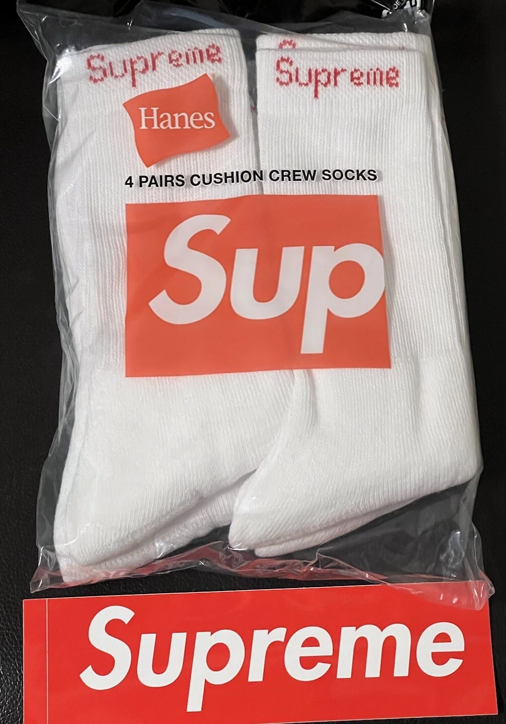 Chaussettes Supreme Hanes Crew blanches (lot de 4) taille 6   12 ? % authentiques