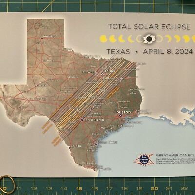 Great American Total Solar Eclipse Texas 8 April 2024 11” X 17” New | eBay