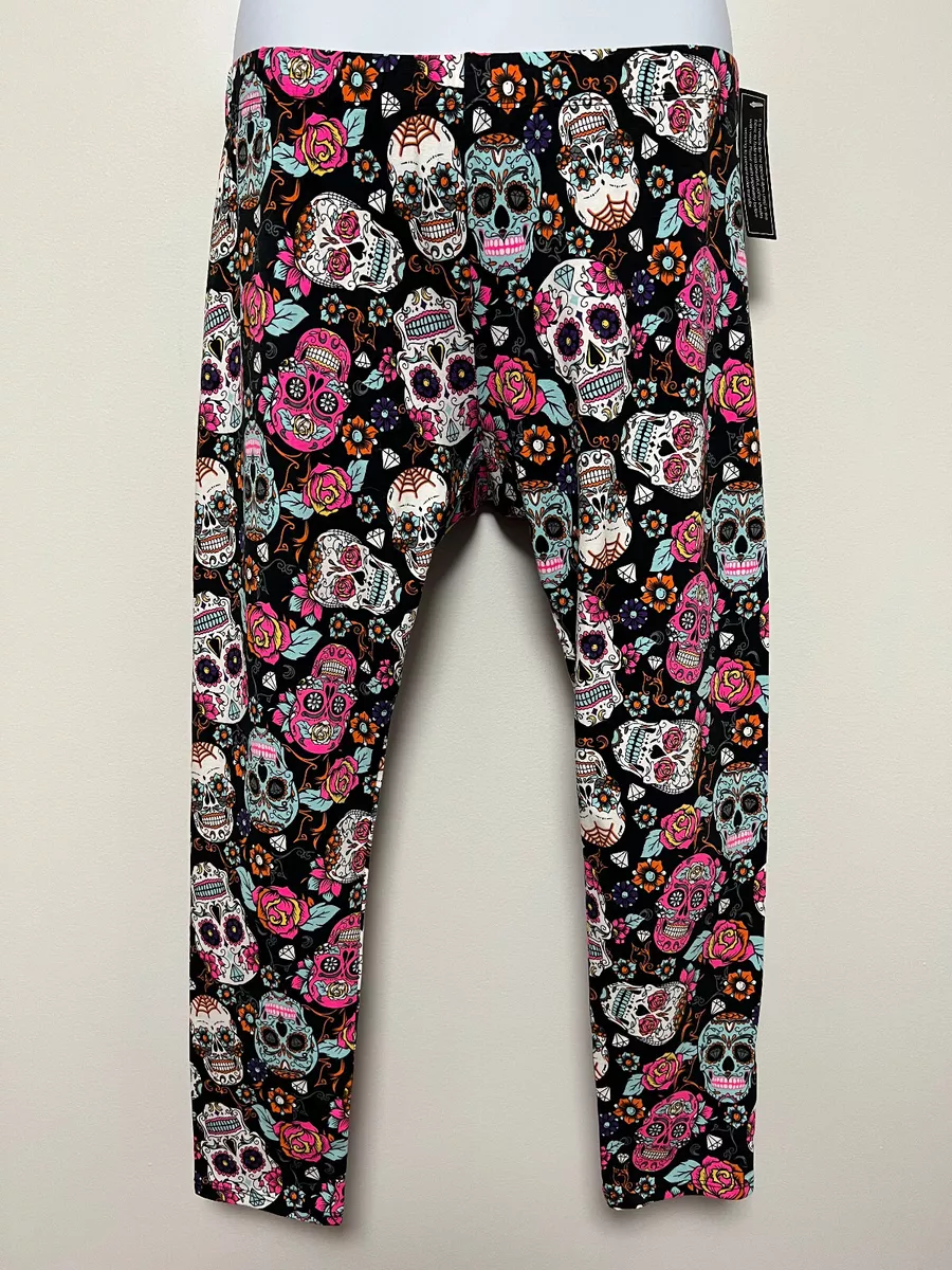 No Boundaries Skull Leggings Black Multicolor Juniors XL (15-17