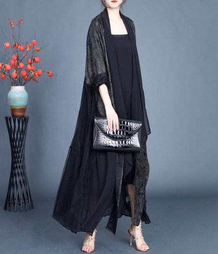 Vintage Acetic Acid Flowering Jacquard Cardigan Womens Coats Trench Irregular - Picture 23 of 23