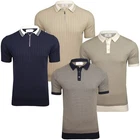 Xact Men's Zip Neck Knitted Polo Shirt, 100% Cotton, Short Sleeved, Regular Fit