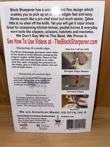 Block Sharpener Red/White Universal Sharpener Safety Grip Made In USA 5.5” - Picture 6 of 6