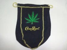 Custom Crown Royal 9" Black Bag w/ Pot Leaf Marijuana Weed Patch