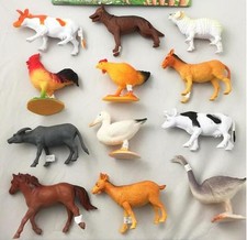 2 packs ASSORTED PLAY 6 INCH RUBBER FARM ANIMALS toy plastic pvc play animal
