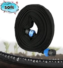 Flexible Linkable Garden Water Hose 50ft Heavy Duty Expandable Leakproof Black