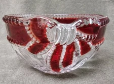 Celebrations Mikasa Ruby Ribbon Candy Crystal Glass Bowl, 4 3/4", 2 3/4" Tall