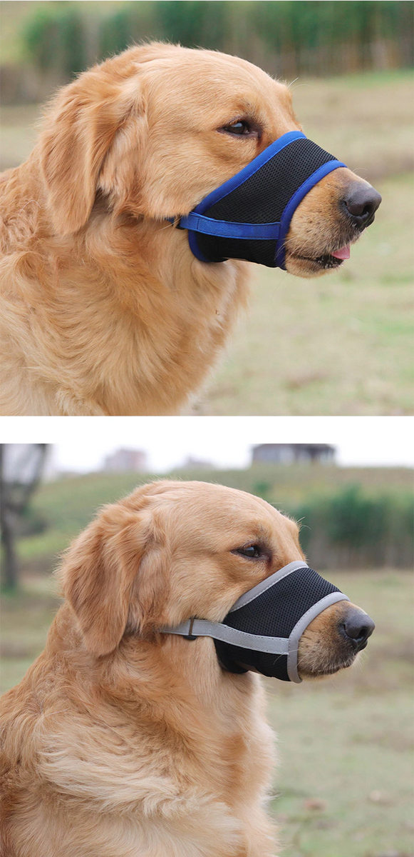 Dog Pet MESH MUZZLE Mouth Guard dual strap Anti Stop Bite bark Chew  Breathable