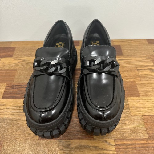 Mocassino senza nome escursionista mocassino platform scarpa 40 nero catena grossa lug gotico NUOVO - Foto 9 di 9