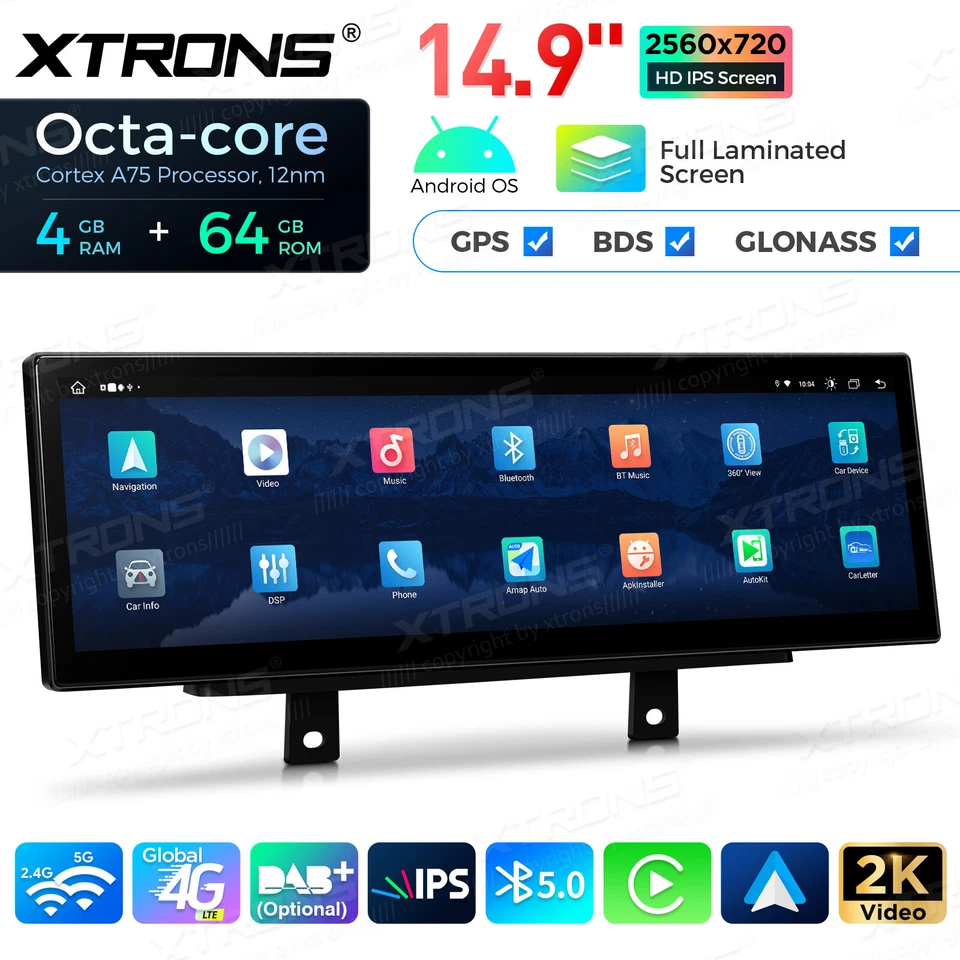 14.9" Android 14 4+64G Car Stereo GPS CarPlay RHD For BMW 3/4 Series F30-F36 EVO - Image 3 of 4