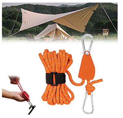 Portable Adjustable Fix Tent High Strength Fast Release Pulley Camping Rope