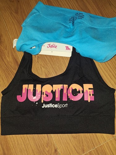Girls Justice 2 Pack Sports Bras Size 32. Soft Nwt  Pretty Blue/Black (Eb13) - Picture 2 of 4
