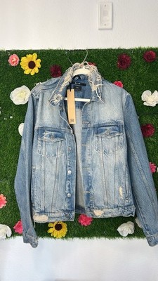 KSUBI Men s Denim Jacket Brand New With Fringe And Embroidered Design Rare Find