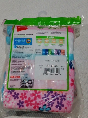 Hanes Girls Cotton Briefs, Size 10, Pre Shrunk, No Ride Up, 6 Pairs Total - Picture 5 of 7