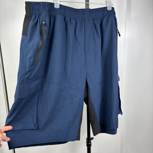 Baleaf Men Cycling Shorts 2XL Padded Lined Elastic Waist Blue 4 Pocket