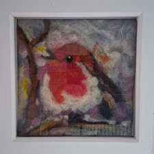 Framed Needlefelt Art-Robin