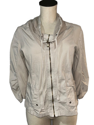 XCVI Women s Reservoir Lightweight Zip Up Jacket size S Beige Mesh Inset