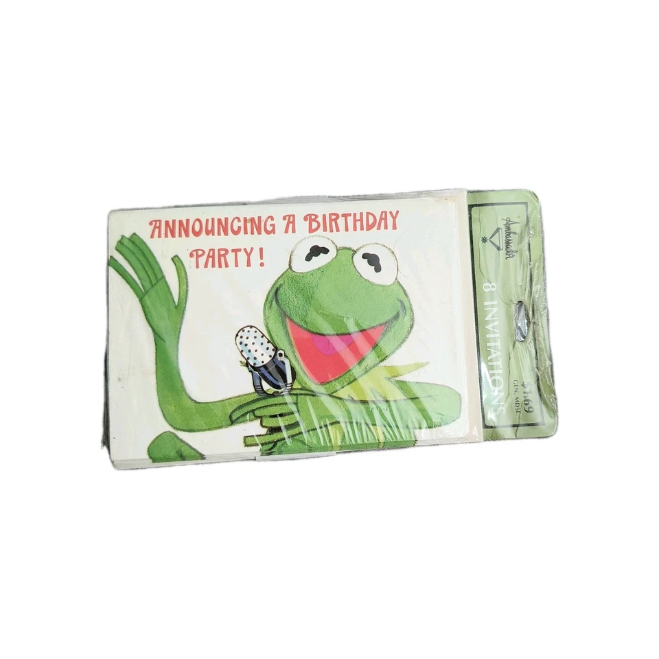 Kermit la Rana Fiesta de Cumpleaños Invitaciones de Colección Sello Muppets Paquete de 8 1978 Foto 2 de 4