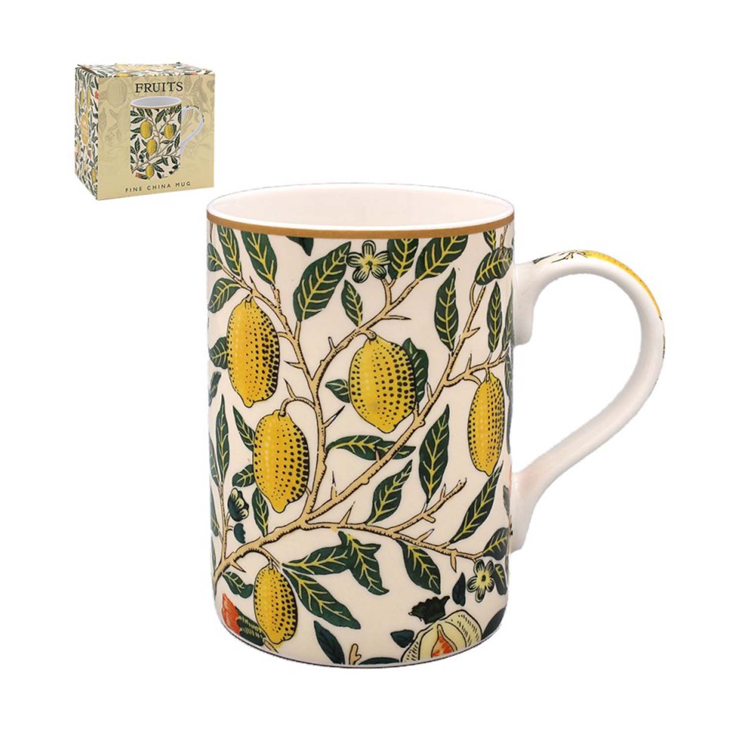 Coffee Mug Fine China W. Morris Fruits Hot Choco Cup Decorative Drinkware 300ml