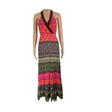 Tommy Hillfiger Womens Maxi Dress Boho Paisley Back Tie Festival Y2K Fairy M