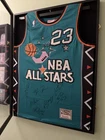 Michael Jordan Magic Kareem Barkley Signed 1996 NBA All-Star Jersey–7 Autos Auth