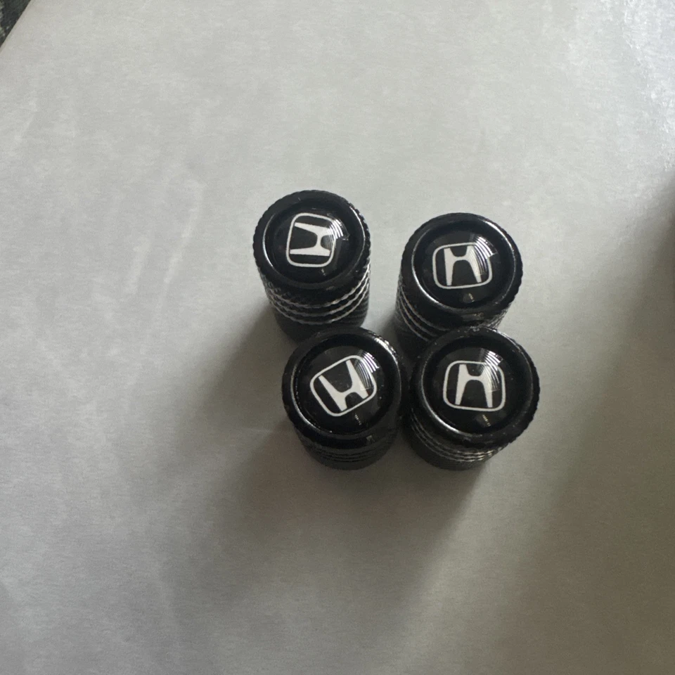 Cubiertas universales de tapa de vástago de válvula estilo Honda NEGRO metal coche camión 4 un. Foto 2 de 3