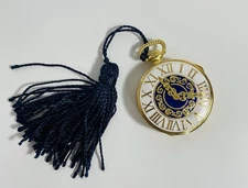 Vintage 1950s Blue/White Enamel Italian Pocket Watch Powder Compact. RI