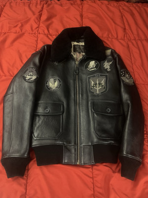 TOP GUN Official Signature Series Black Leather Jacket Authentic Men s Small