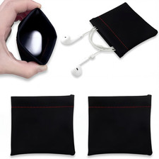 2Pcs Earphone Pouch PU Leather Headphone Storage Bag with Universal Spring Bag C
