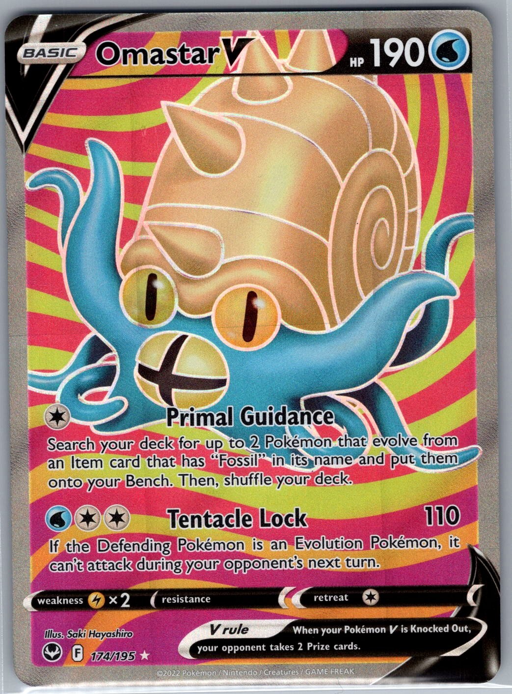Omastar V 174/195 SWSH12: Silver Tempest - Pokemon Card - NM